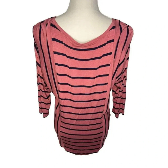 LOFT Outlet XS Pink & Black Striped Super Soft Top - Picture 3 of 4